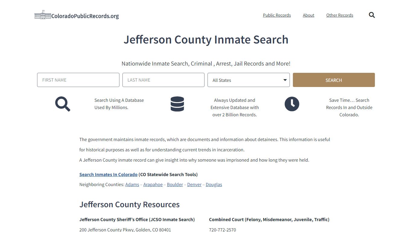 Jefferson County Inmate Search - Current & Past JCSO CO Jail Records