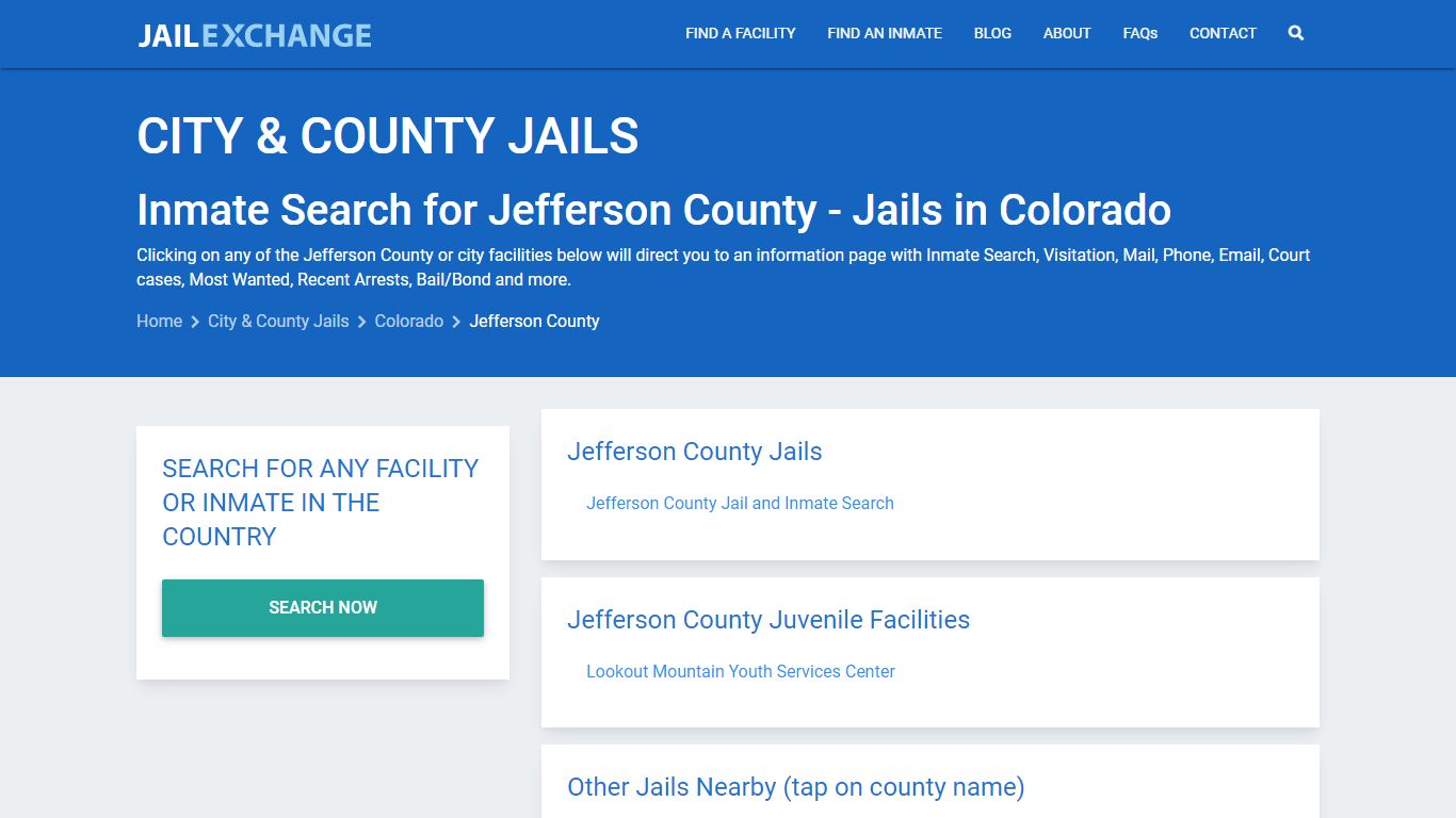 Inmate Search for Jefferson County | Jails in Colorado - Jail Exchange